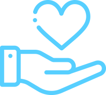 Hand heart icon light blue